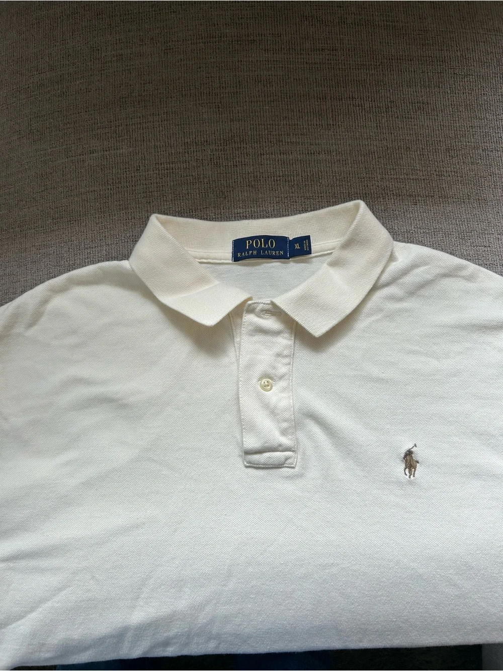 Polo by Ralph Lauren Cream Short-Sleeve Polo with Embroidered Pony